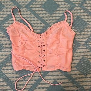 Pink corset top lace up